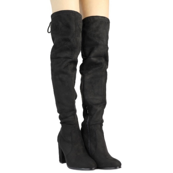 Thigh high black suede women’s boot - Picture 1 of 10